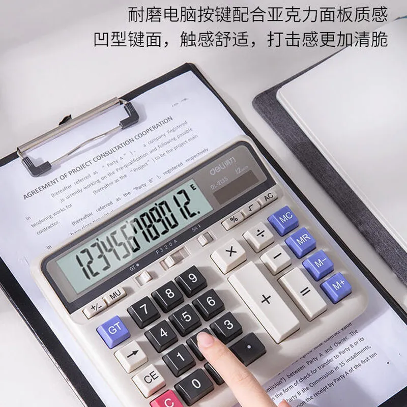 Luxmoc 12-Bit Solar Calculator Large Screen Dual Power Business Office Desktop Banking Finance Accounter Portable Calculator