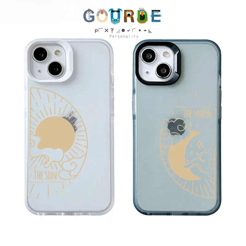 

Gourde Funny Cute Casing Line Sun Moon Pattern Phone Case for Iphone 15 14 12 13 11 Pro Max IP 7 8 Plus Iphon X XS XR Xs Max