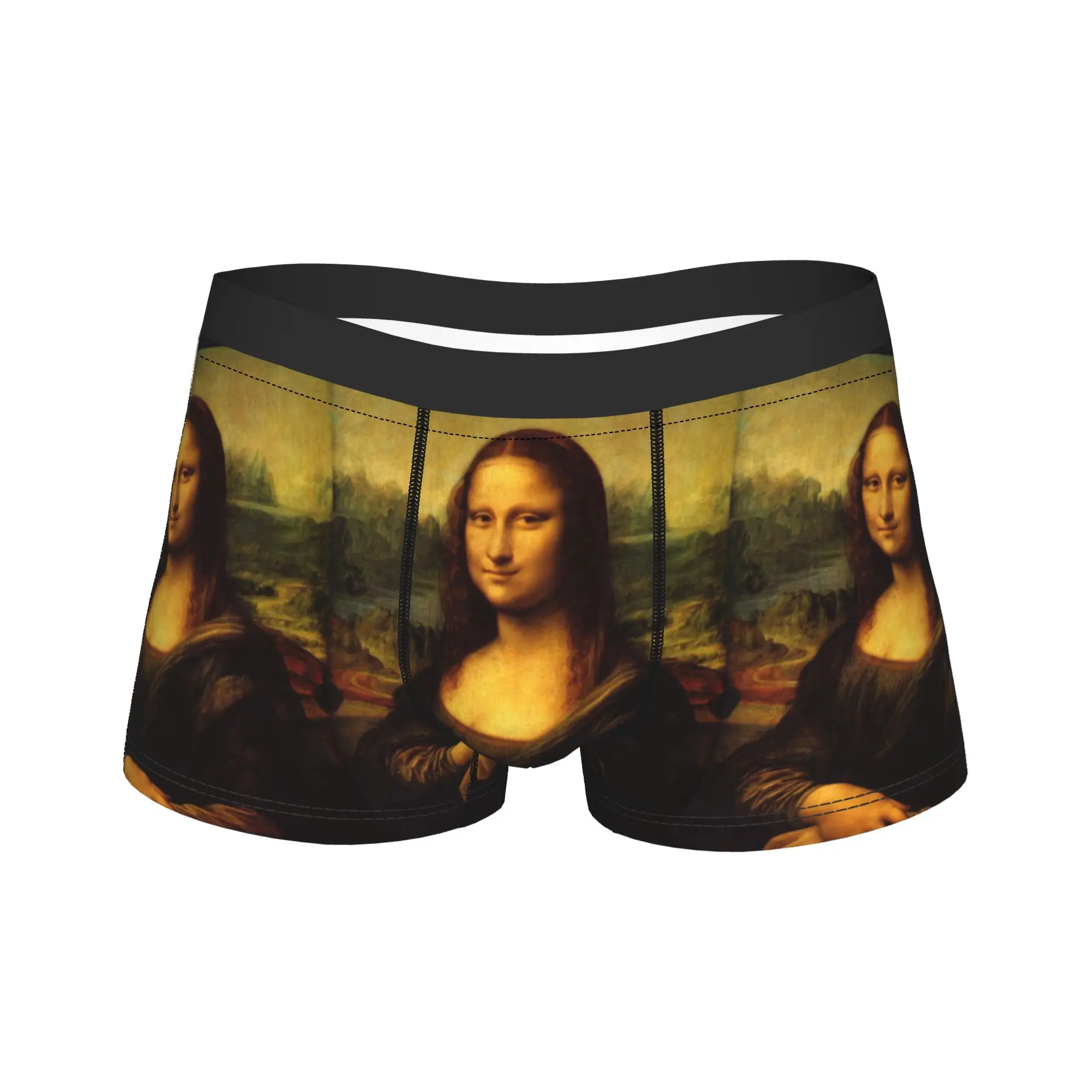 Classic Mona Lisa Art Print Boxer Brief  Underwear Hot Sale Males Comfortable Boxer Shorts Pattern Oversize Underpants