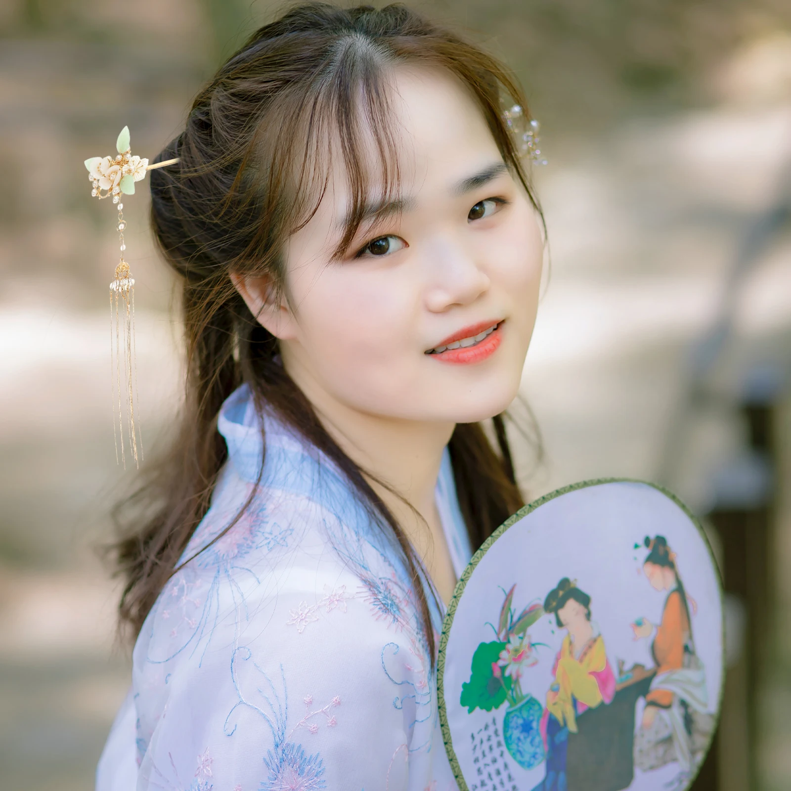 

2 pcs Pearl Hairpin Retro Hanfu Accessories Vintage Flower Tassel Design Hair Sticks for Photography Travel Party Wedding