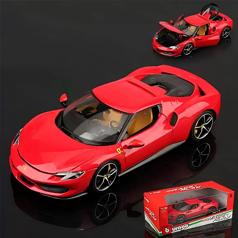 Nieuw Op Voorraad Bburago 1:18 Ferrari 296 Gtb Sport Legering Miniatuur Diecast Model Ferrari 296 Gtb Assetto Fiorano Auto Speelgoed Kid Gift