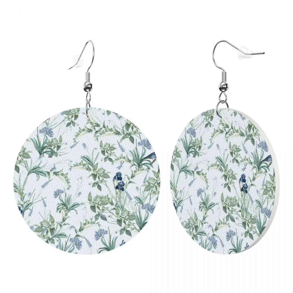 Custom Spring Eucalyptus Floral Leather Teardrop Earrings Personalized For Women Jewelry Accessories For Valentine's Day