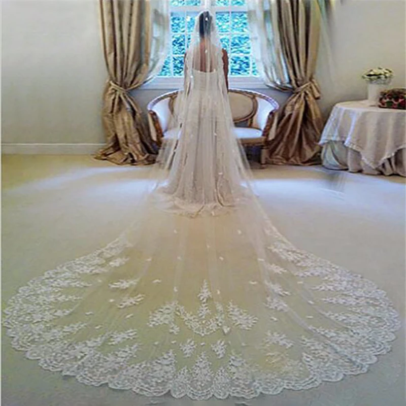 New White Wedding Veils Ivory 3 Meter with Comb 5M Length Long Cathedral Wedding Accessories 2025 Bridal Velos De Novia