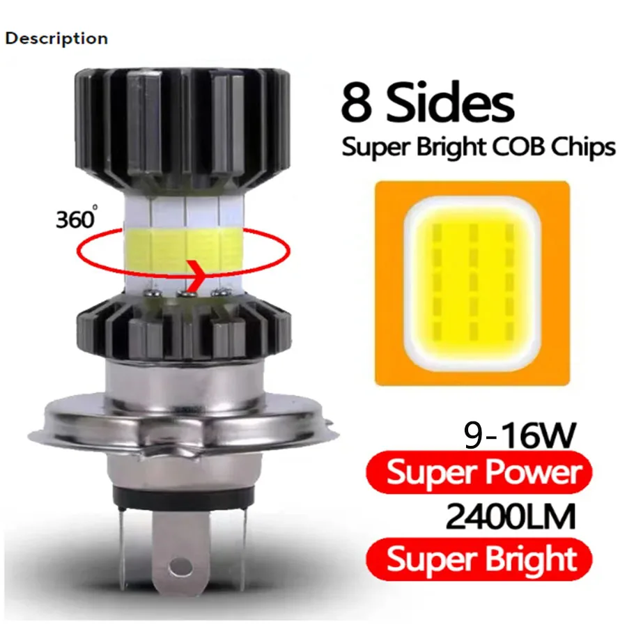 1PCS 10000LM H4 LED Motocycle Headlight H6 BA20D P15D LED CSP Lens White Yellow Hi Lo Beam Motorbike Running Linghtcolor