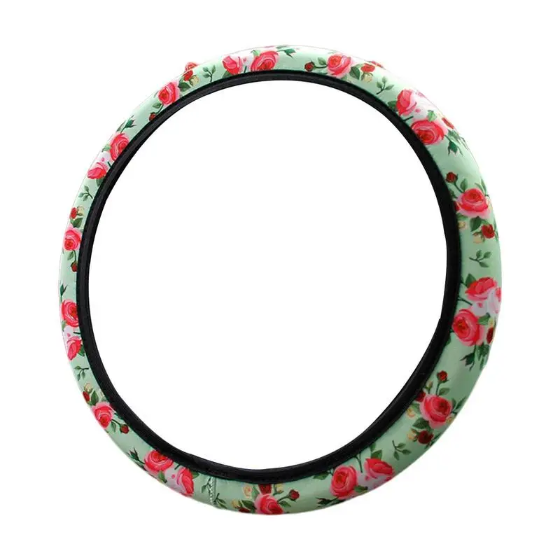 Rose Steering Wheel Cover Floral Car Automotive Steering Wheel Cover Seamless Universall Floral Car Automotive Cover For Sedan