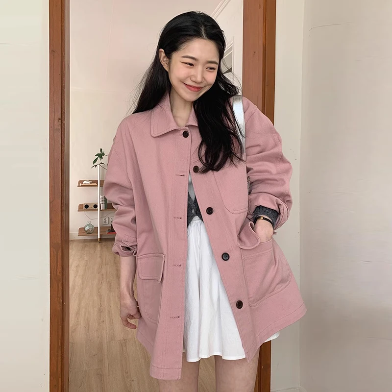 SuperAen Korean Style Autumn New Lapel Collar Pocket Design Casual Loose Long-sleeved Jacket Women Fashion Shirts