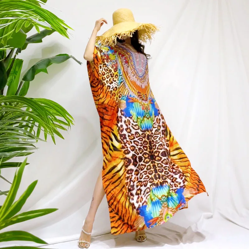 ملابس شاطئ نسائية صيفية جديدة مطبوعة متقدمة من Vaion مقاس كبير مقاس كبير للتخسيس V-Ne n Sle ماكسي Dr