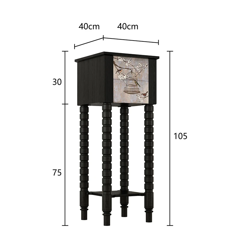 LXL Chinese Style Corner Balcony Solid Wood Drawer Style Flower Rack Storage Rack New Chinese Style Table