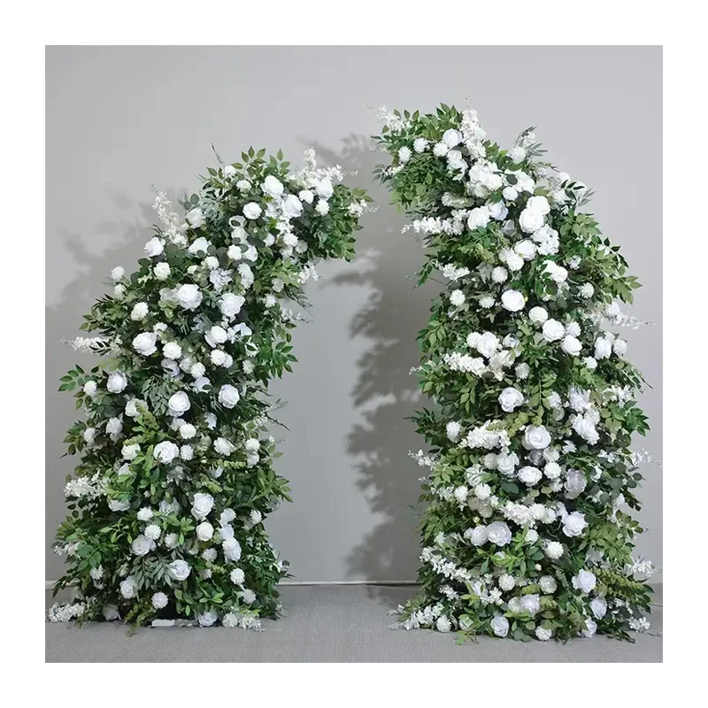 

Hot Selling Ox Horn Arch Flowers Row Set Wedding Arch Stand Decorative Green Artificial Flowers For Wedding Party Decoration