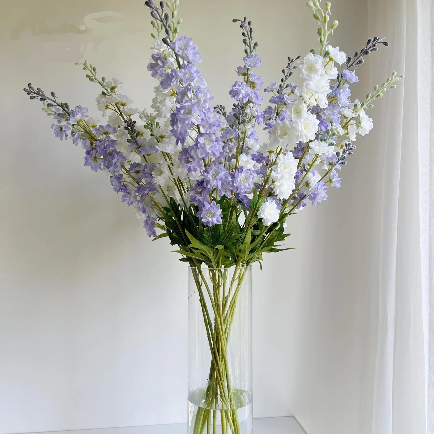 

Delphinium artificial flower flocking hyacinth silk flower wedding guide living room decoration violet