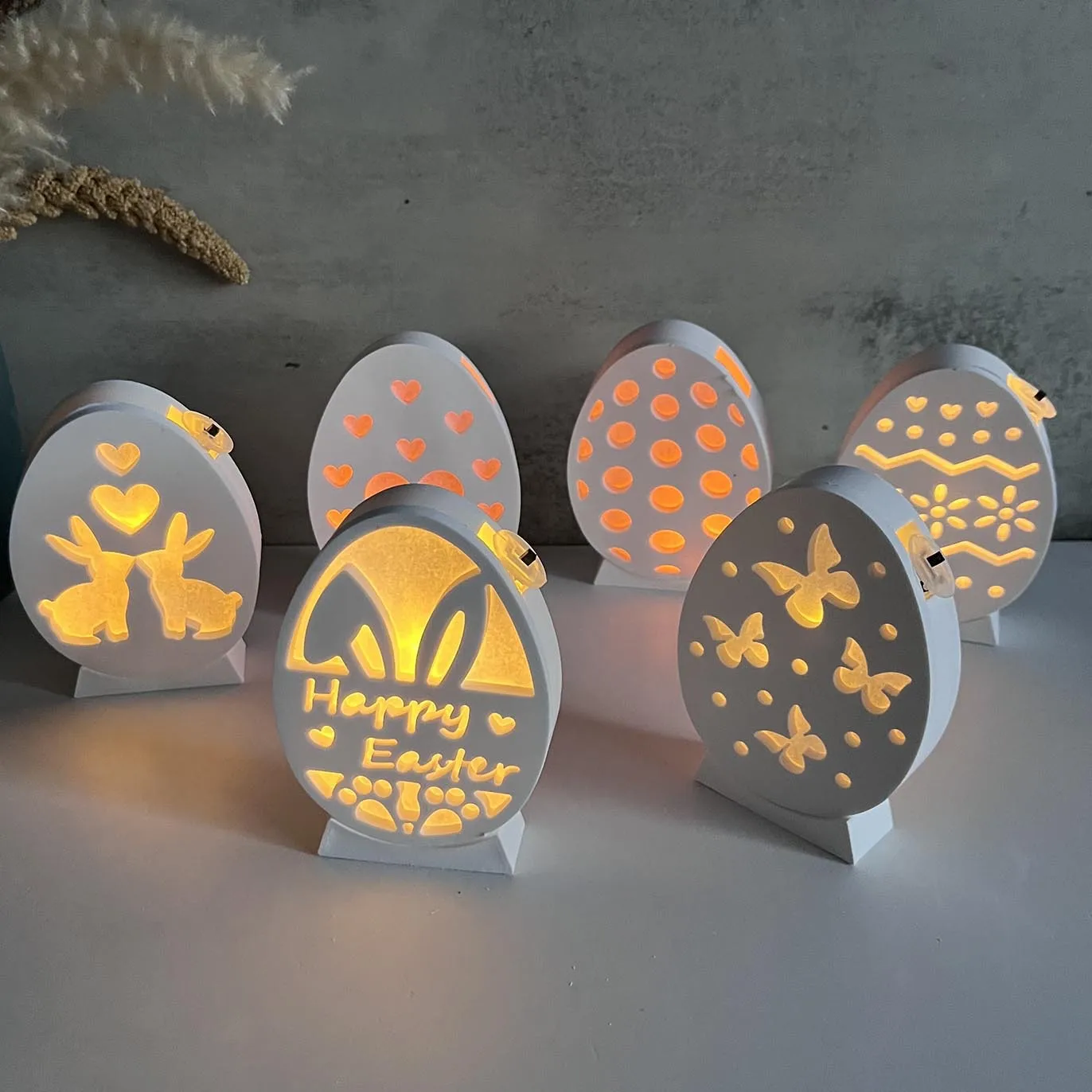 Hollow Easter Egg Shape Lamp Silhouette Silicone Mold DIY Gypsum Candle Base Plug-In Decorative Ornament Resin Mold Handicrafts