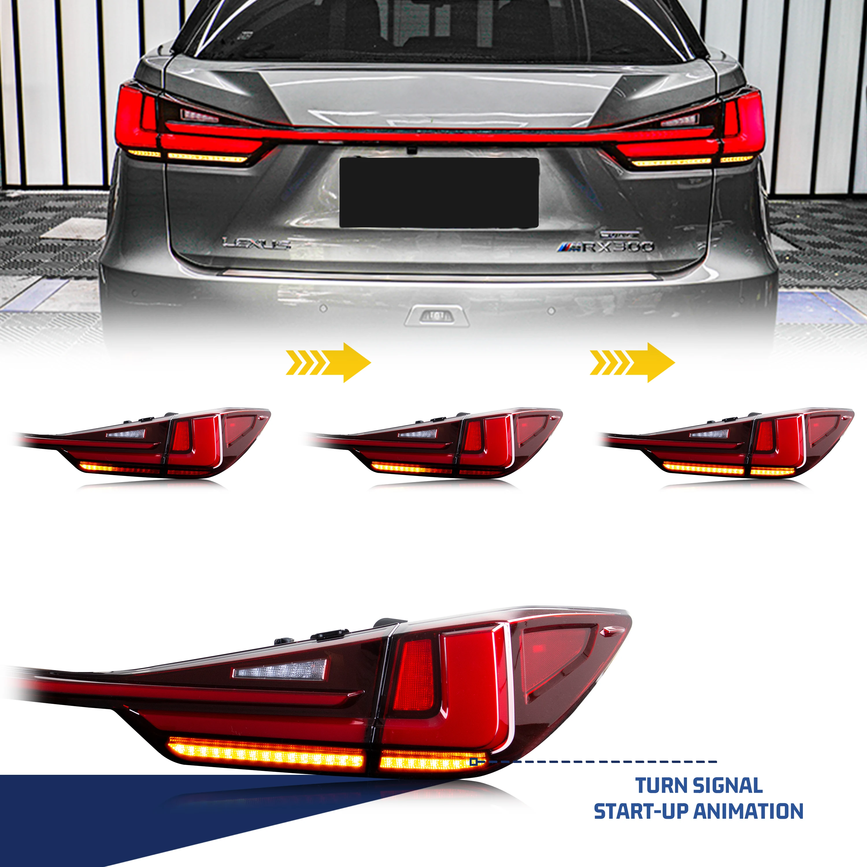 LED Tail Lights with Trunk Lamp for Lexus RX350 RX350H 2016-2021 Switchback Start-up Animation Rear Lamps Assembly