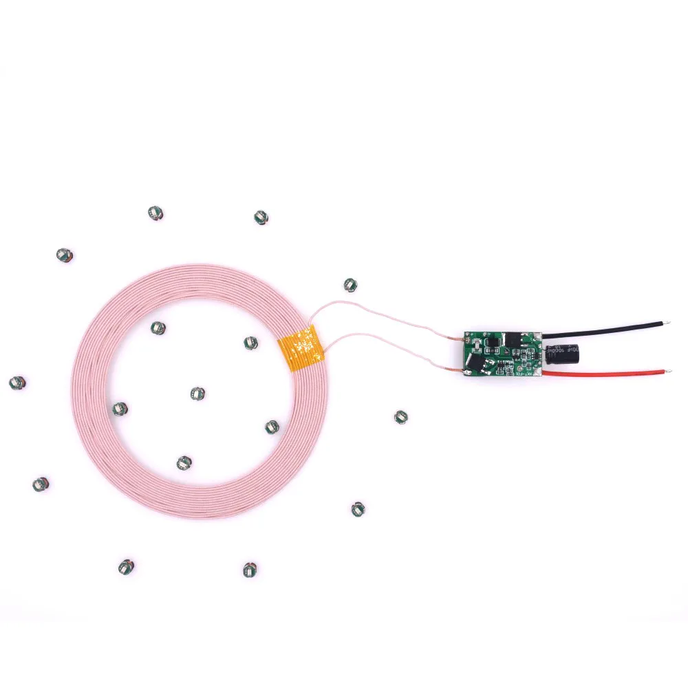 400mm 300mm dc 12V Wireless Power Supply Transmitter Coil Charging Module Remote Charger 10 X Led Receiver Light DIY Model Toys