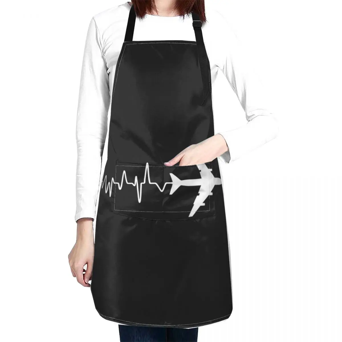 Airplane Pilot's Heartbeat Apron Teacher Kitchen on the wall Women Kitchen Apron