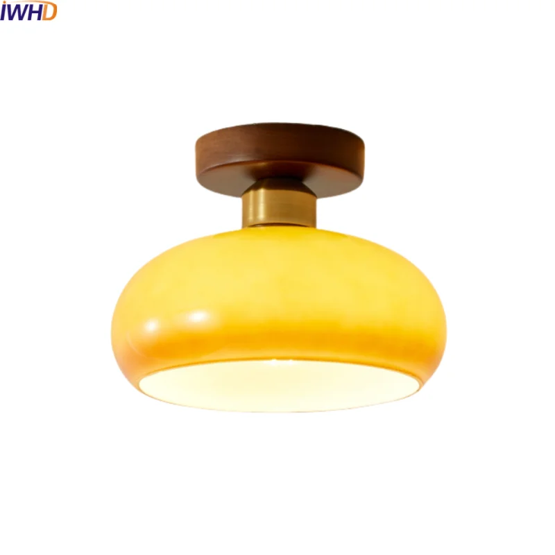 IWHD plafoniere a LED in vetro rame soggiorno cucina balcone illuminazione per interni Lampada da soffitto moderna decorazioni per la casa Lampada