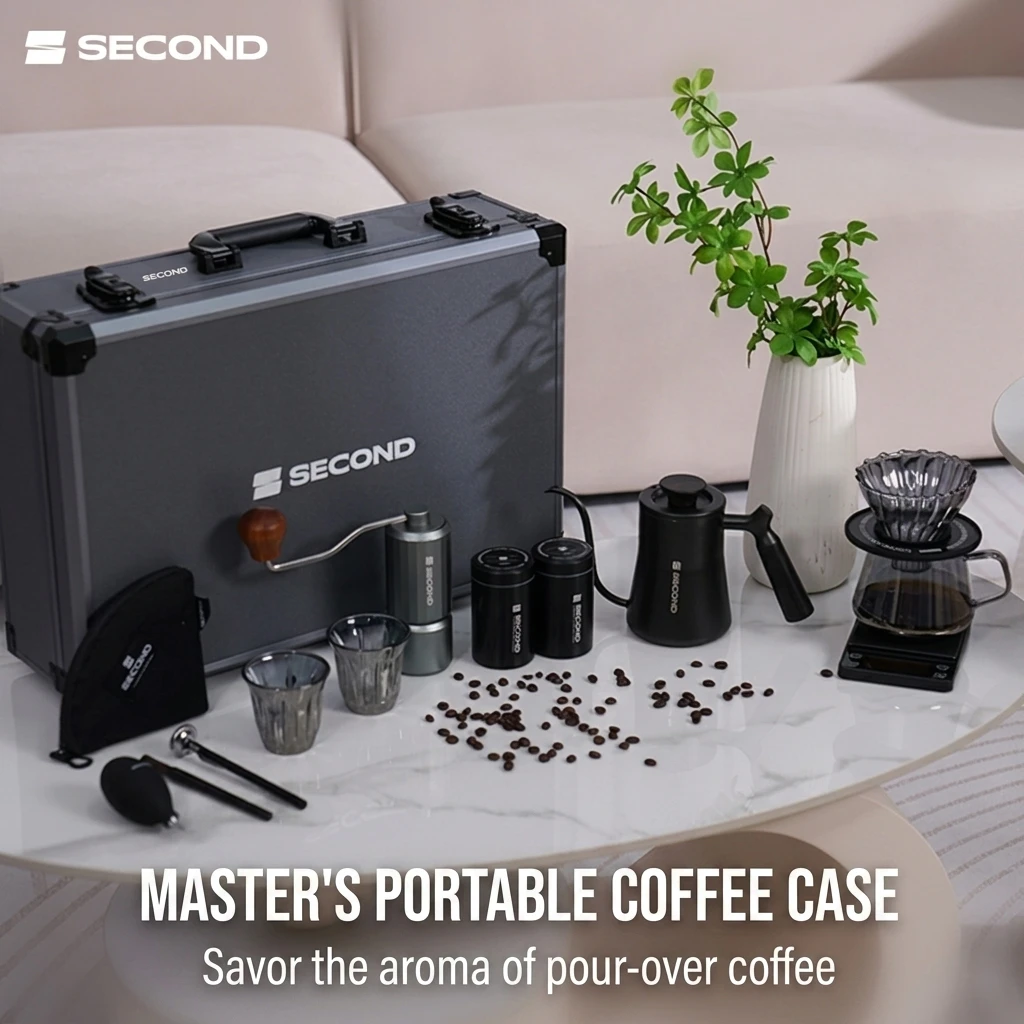 N86 Superior 12 Pieces Titanium Aluminum Alloy Box Seven Star Grinder Coated Kettle High Precision Scale Camping Drinkware Set