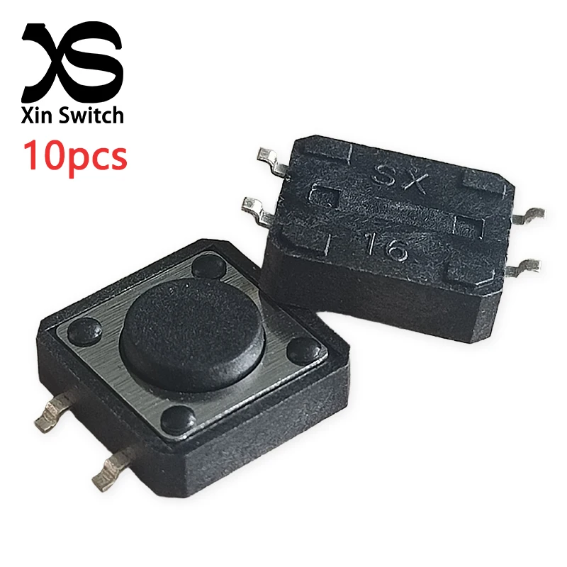 10 Stück 12x12 Patch-Typ Taktiler Schalter 12*12 Griffhöhe 4,5mm 50mA DC12V 4-Pin Hochtemperaturbeständiger SMD-Mikroschalter – Detail 1