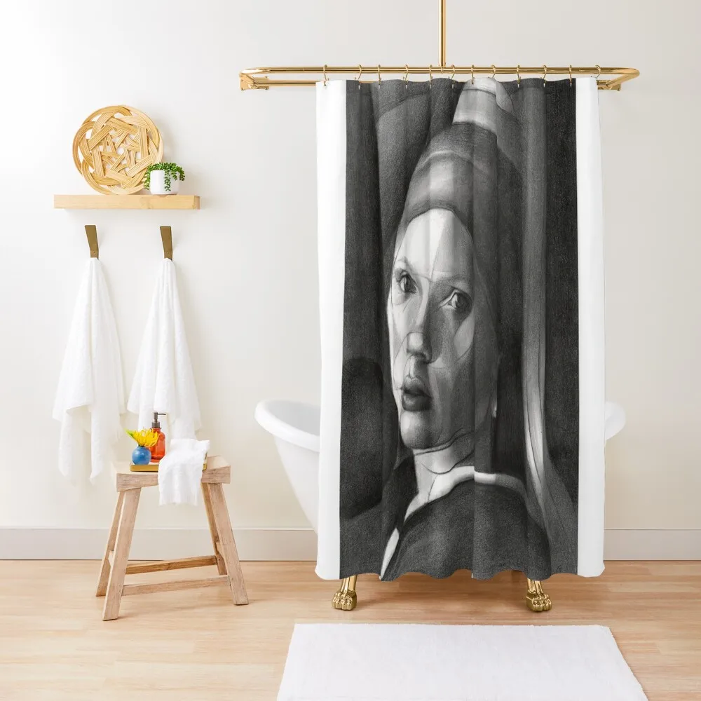 The Girl with the Pearl Earring Shower Curtain Funny Shower Set For Bathroom Curtain