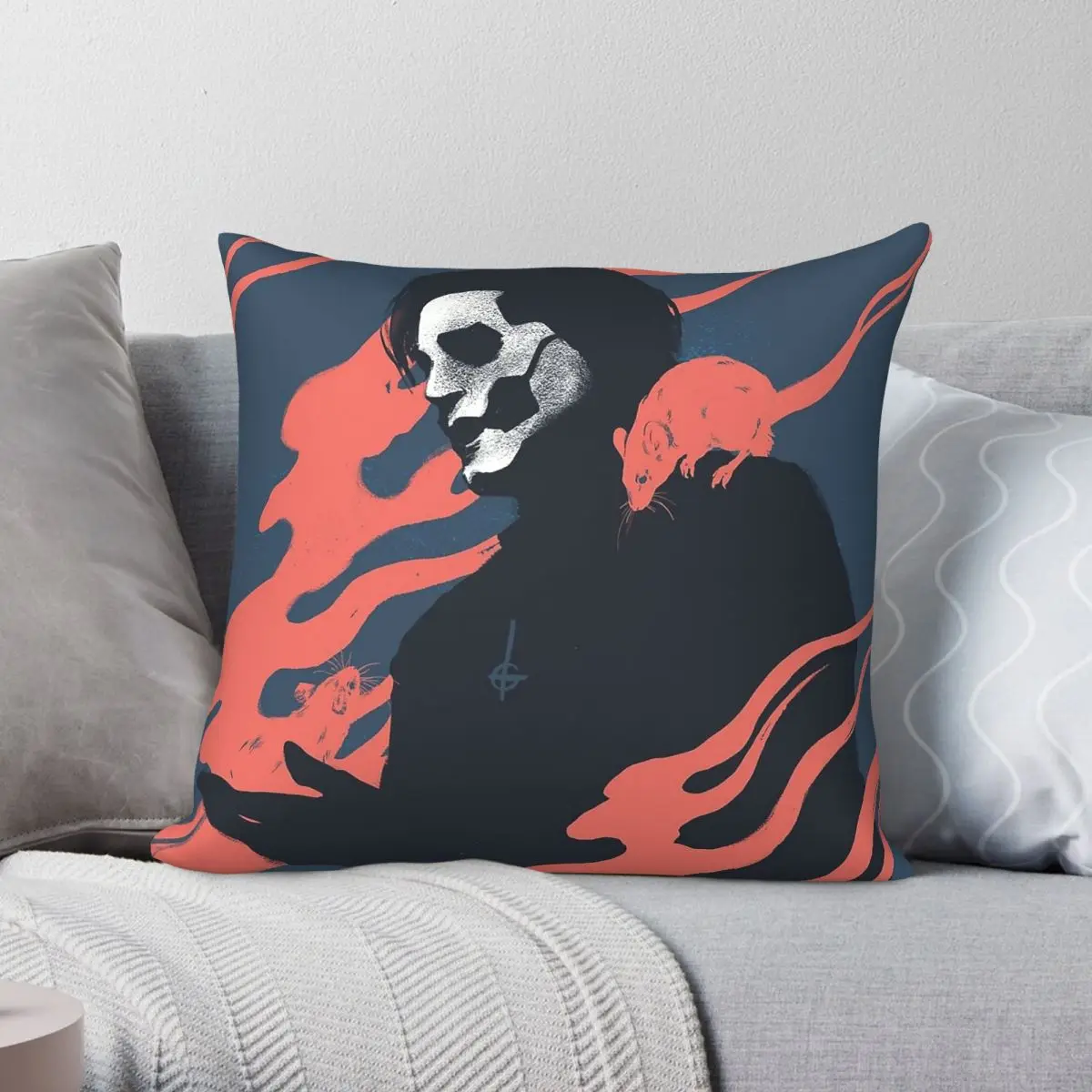 Ghost Band Papa Emeritus Rats Square Pillowcase Polyester Linen Velvet Pattern Zip Decorative Pillow Case Sofa Cushion Cover