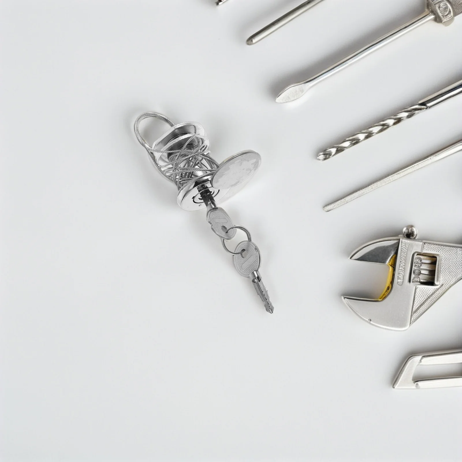 

1Set Garage Door Lock Copper Core Heavy Duty Steel Wire Emergency Release Flip Door Lock Garage Safety Cable Emergency Keys