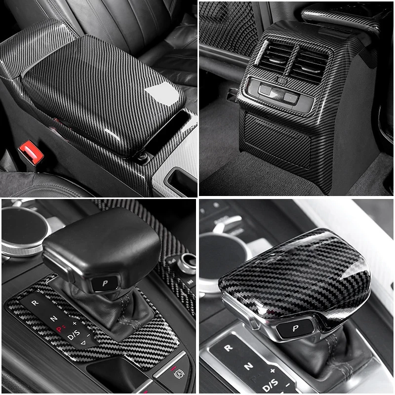 ABS Carbon Fiber 4PCS For Audi A4L A5 2017-2024 Modified Interior Door Panel Door Handle Decorative Sticker 4
