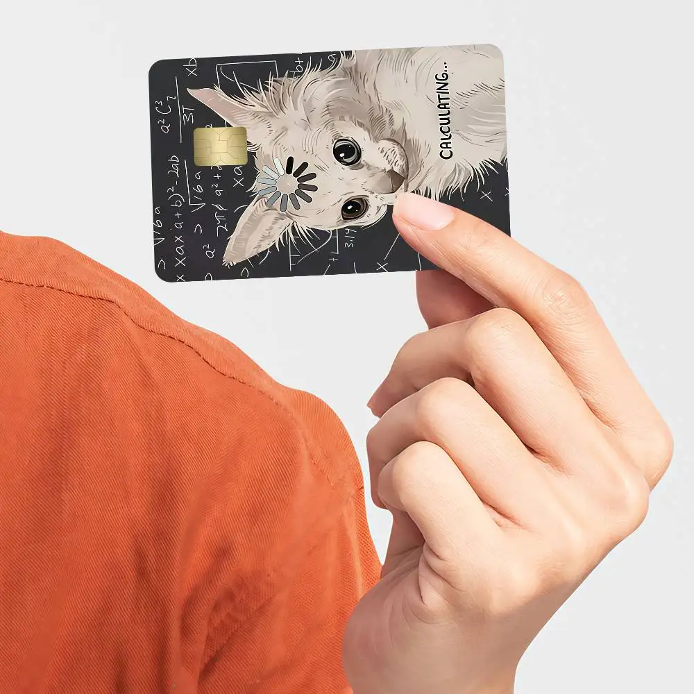 Fnny Thinking Cat Bank Credit Cards Bus Pass Stickers Cool Decoration Waterproof 4PCS Card