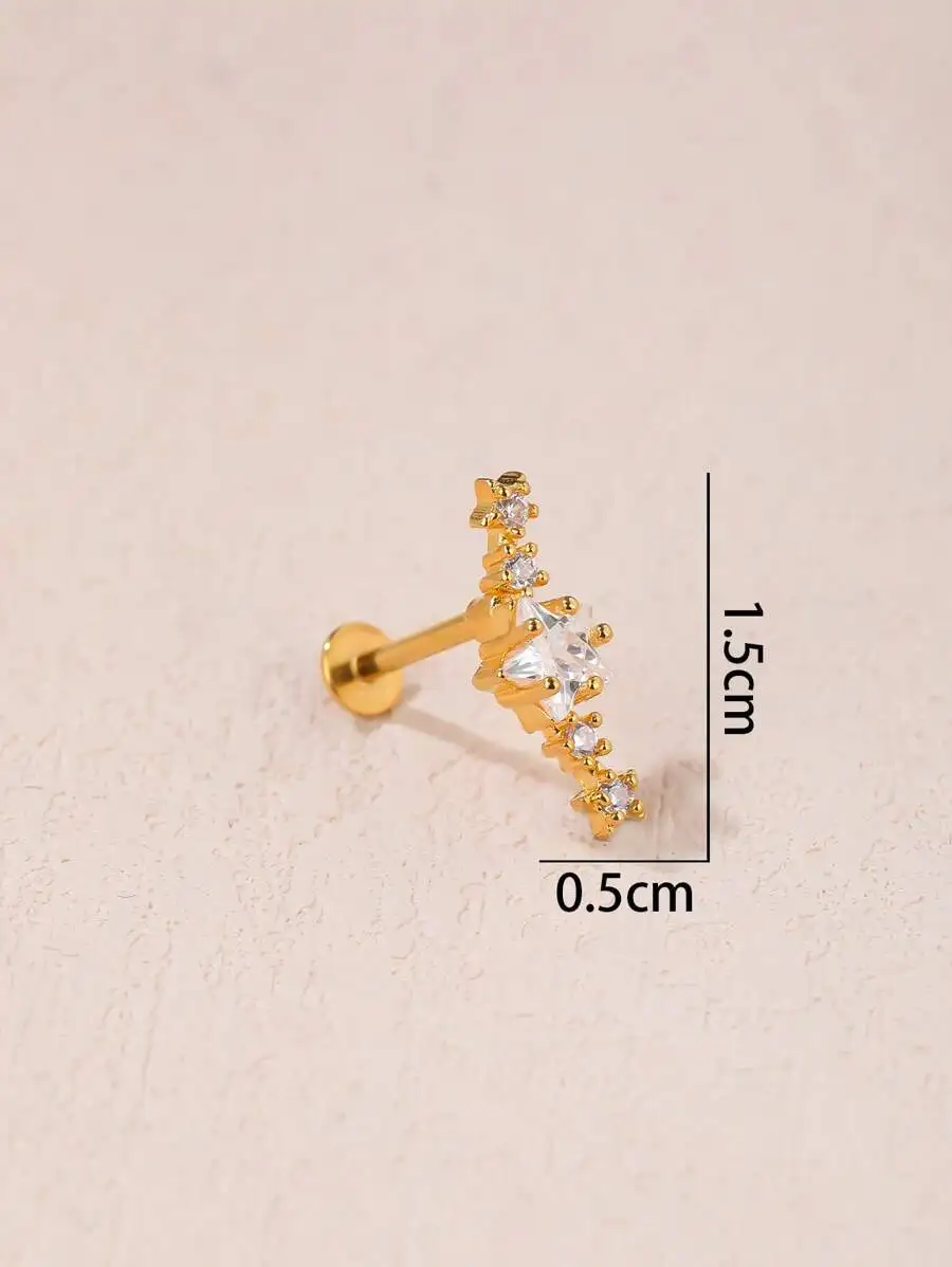 

Stainless Steel Star Shape Crystal Stud Earring For Women Daily Wear