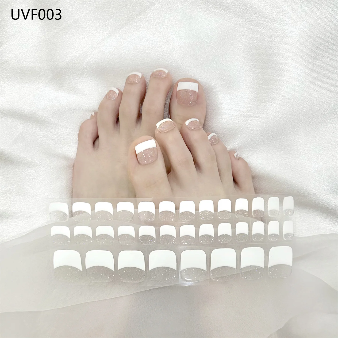 New Solid Color Gel Toenail Strips Full Adhesive Waterproof Semi Cured Gel  Toe Nail Stickers UV Lamp Need Nail Art Decoration