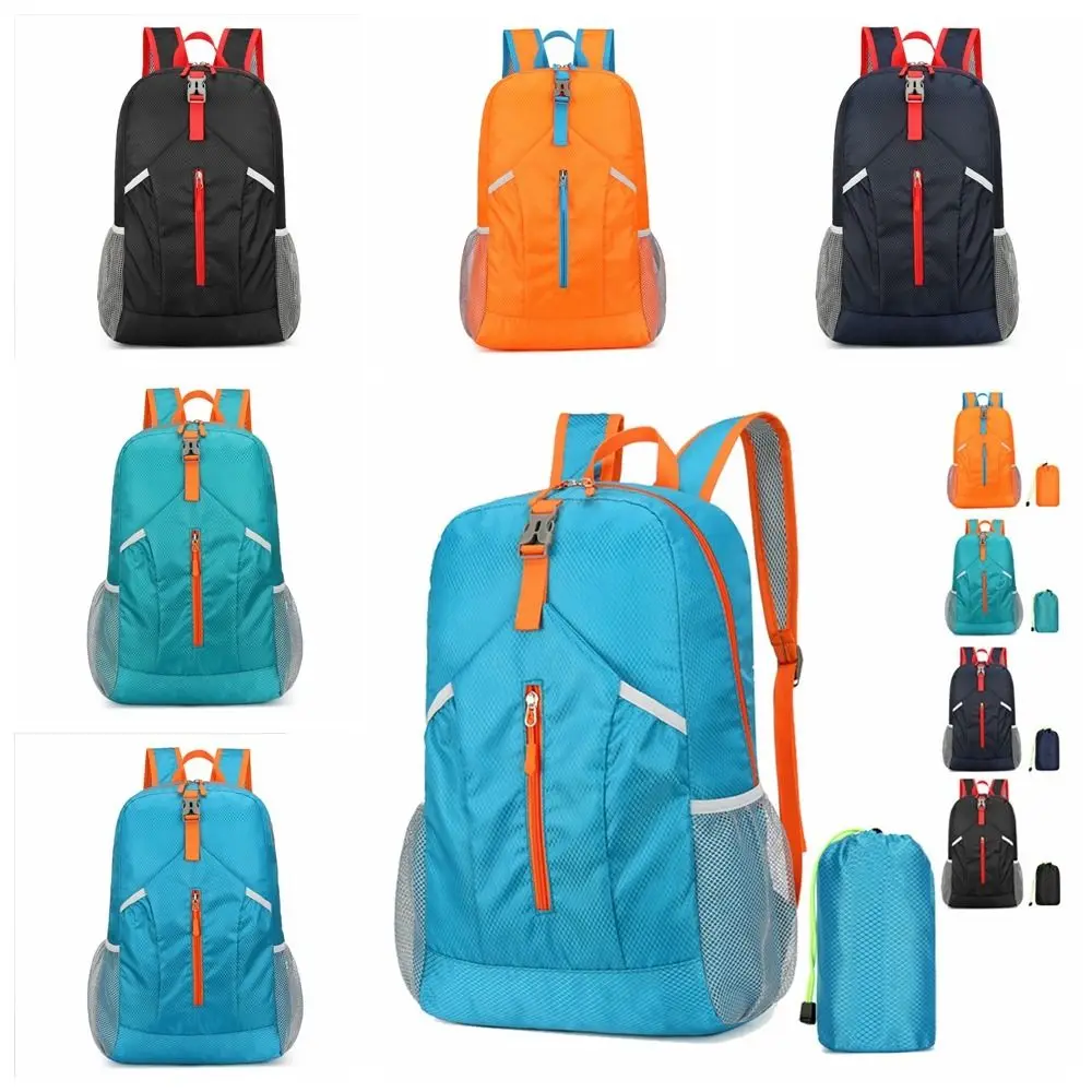 Large Capacity Foldable Backpack Zipper with Drawstring Storage Bags Lightweight Nylon Bag Travel Bag Shoulders Bag