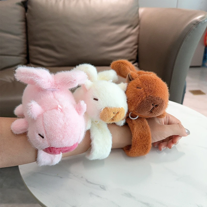 1PC Cute Wing Vibration Capybara Toy Bracelet Kawaii Plush Doll Papa Circle Cartoon Animal Plushie Interactive Toy Women Gifts