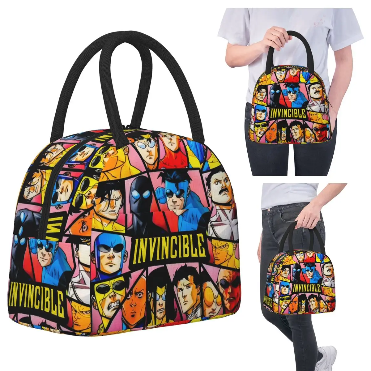 

Изолированная сумка для обеда с непобедиемыми персонажами для детей, школьный холодильник, термокоробка для еды, портативная сумка для обеда, контейнер