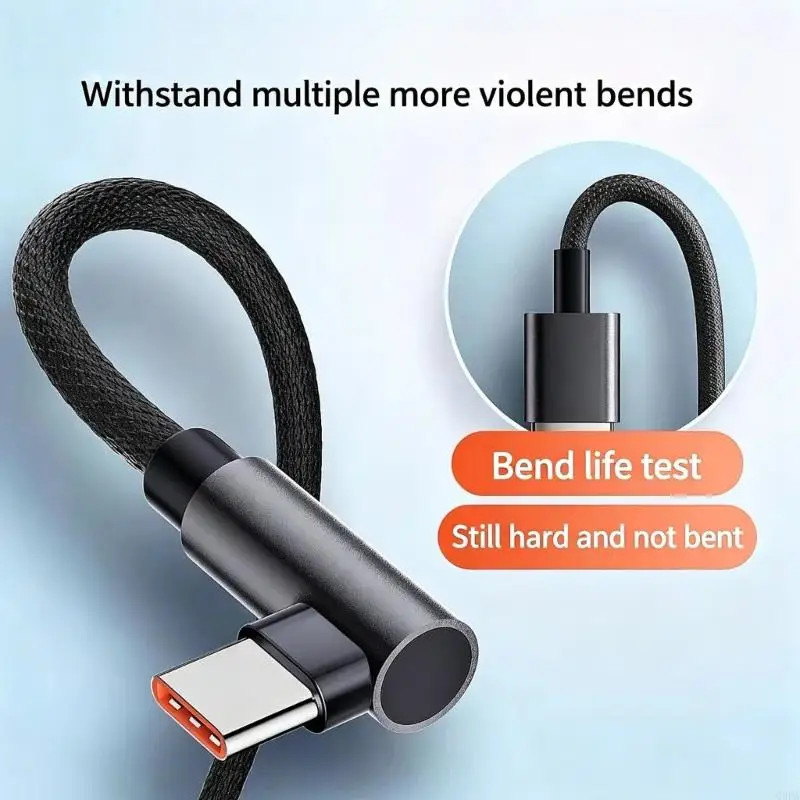 Q6PA 90 Degree Angled Type C Cable 120W Fast 6A For Multiple Type C Devices Charging Cord