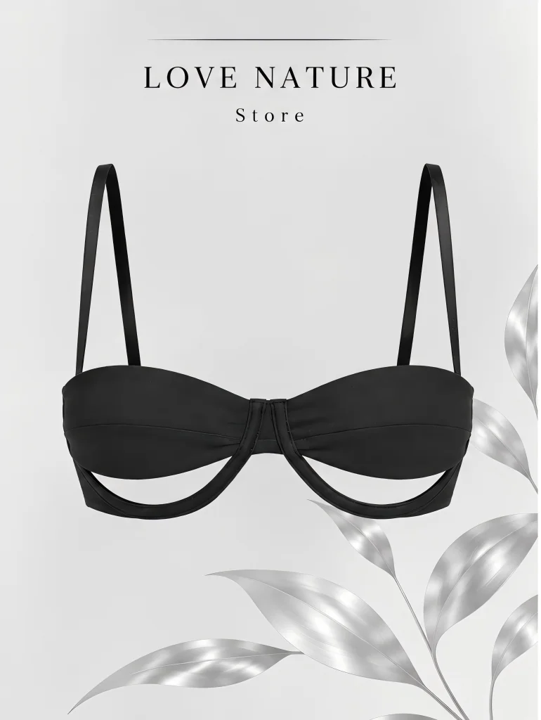 【LOVE NATURE Store】Women’s Black Underwire Bra, Cutout Cup Cross Back Lingerie Top
