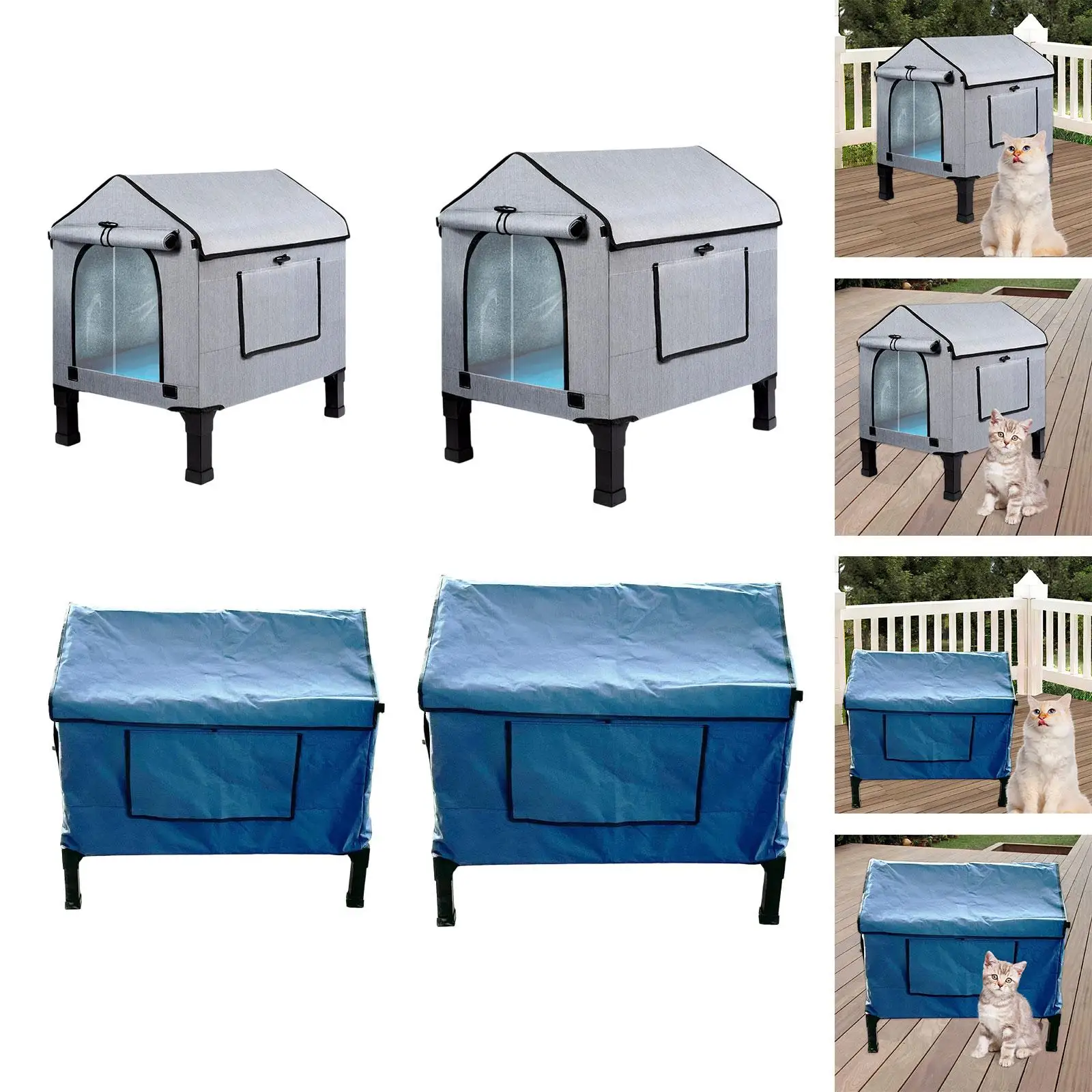 Outdoor Heated Cat House Warm Waterproof Windproof Feral Cat Shelter Outside Cat Kitty House Elevated for Garden Balconies Barn