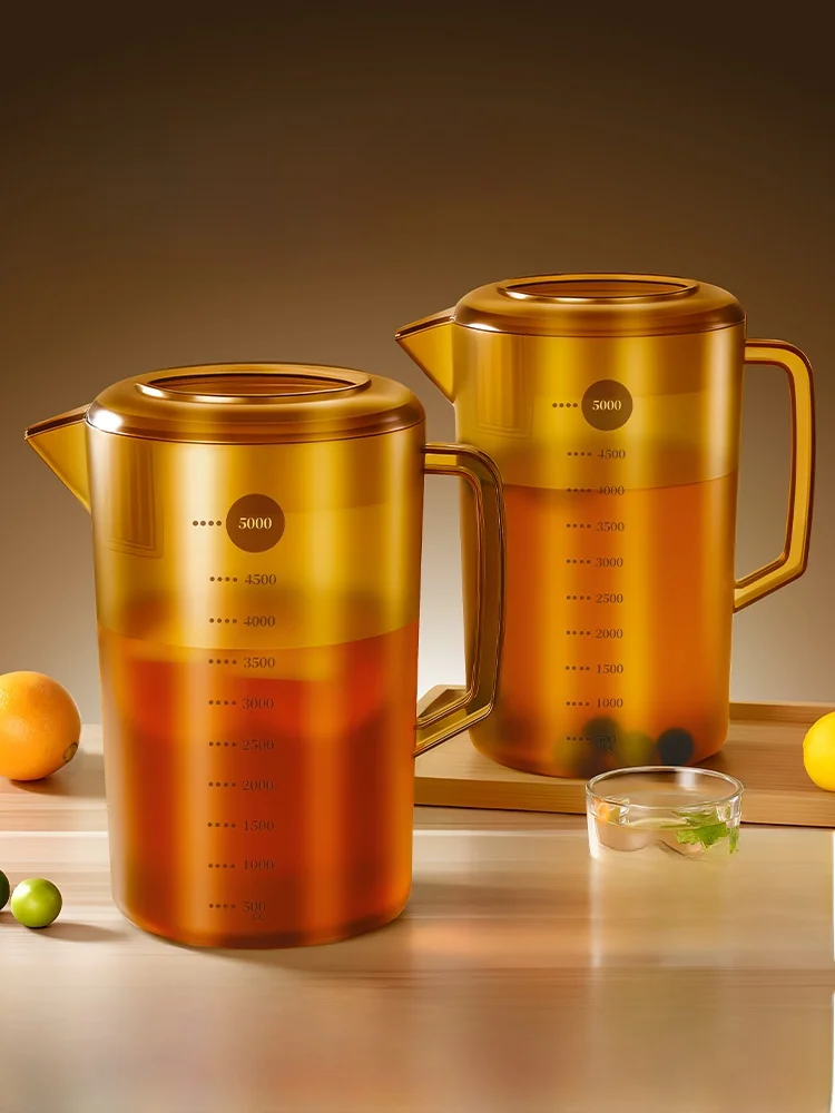 

Большой пластиковый горшок для холодной воды Capaci Food ade с широм для заваривания чая, для домашнего использования, устойчивый к высоким температурам чайный...