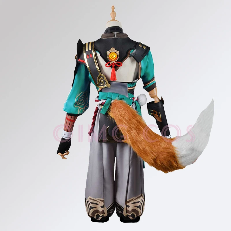 Genshin Impact Gorou disfraz de Cosplay para hombres, uniforme con peluca, Anime, Disfraces de Halloween, Juego