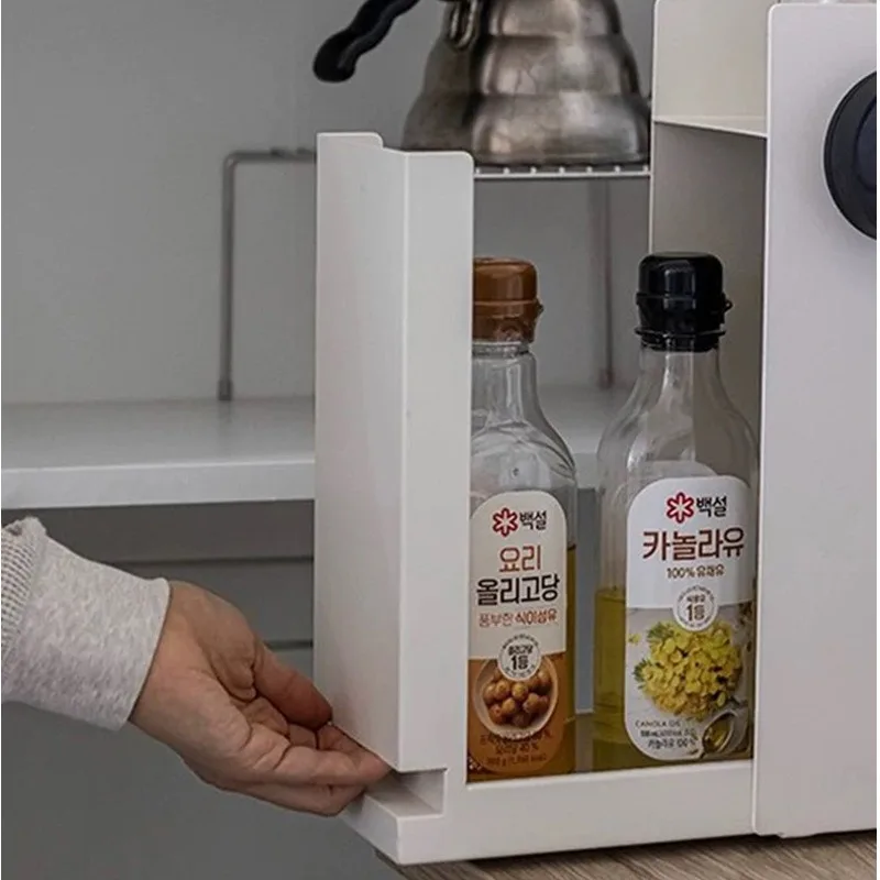 Installation-free kitchen seasoning rack household drawer type dust finishing rack large capacity narrow countertop storage rack