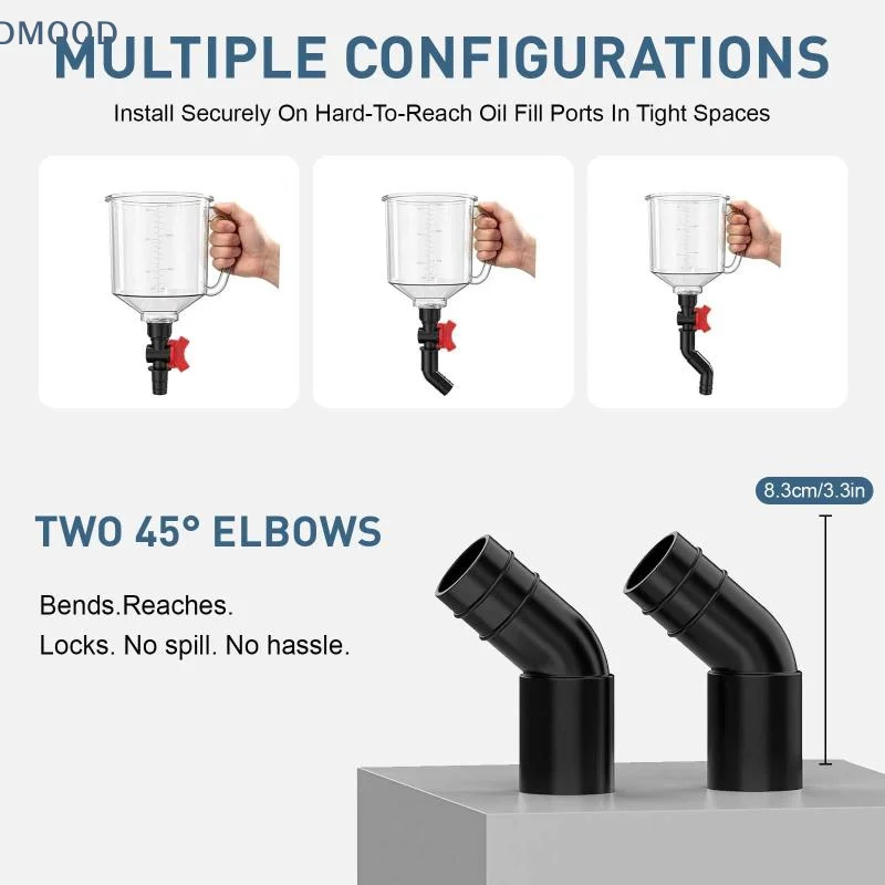 【CR】18-in-1 Spill-Proof Durable Engine Oil Funnel Kit Universal Fit 12 Adapters for Most Vehicles DIY Car Oil Change Projects