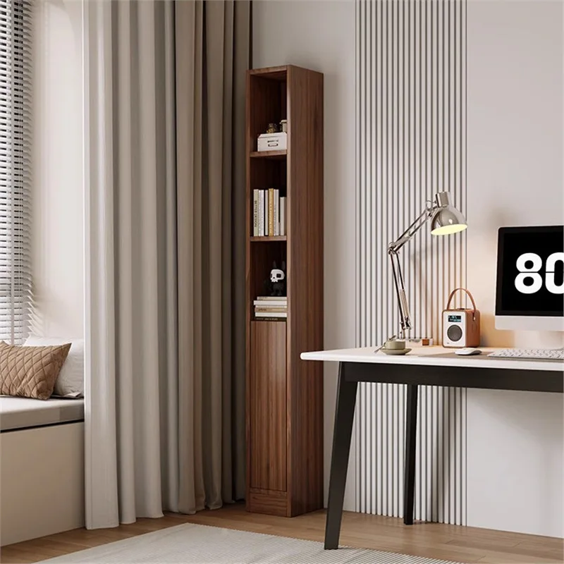 Narrow-seam solid wood bookshelf storage rack, floor-standing narrow cabinet, children's small bookcase, household use gap corne