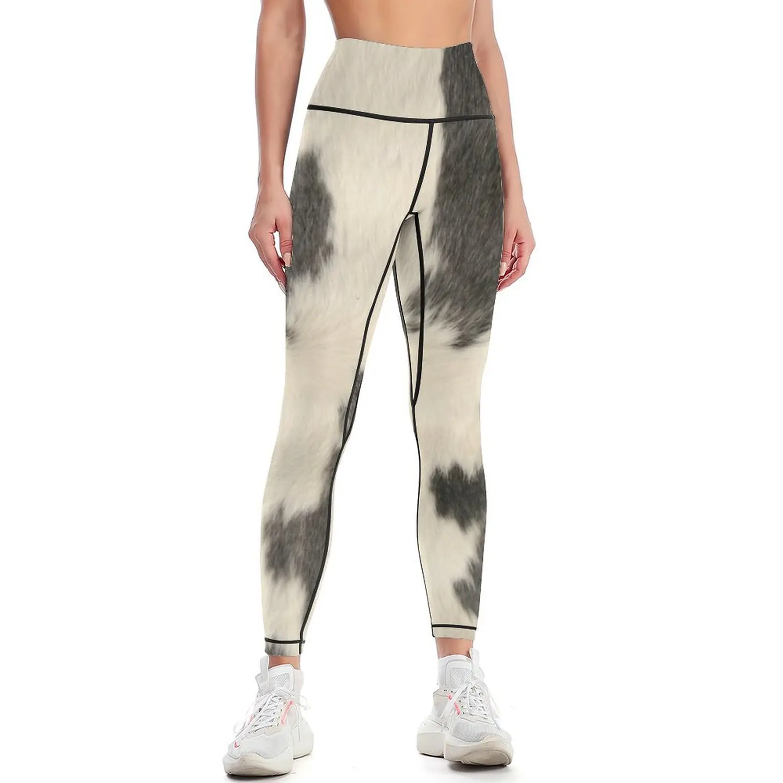 

Black & White Cow Hide Leggings joggers for push up fitness gym pants workout clothes for Womens Leggings