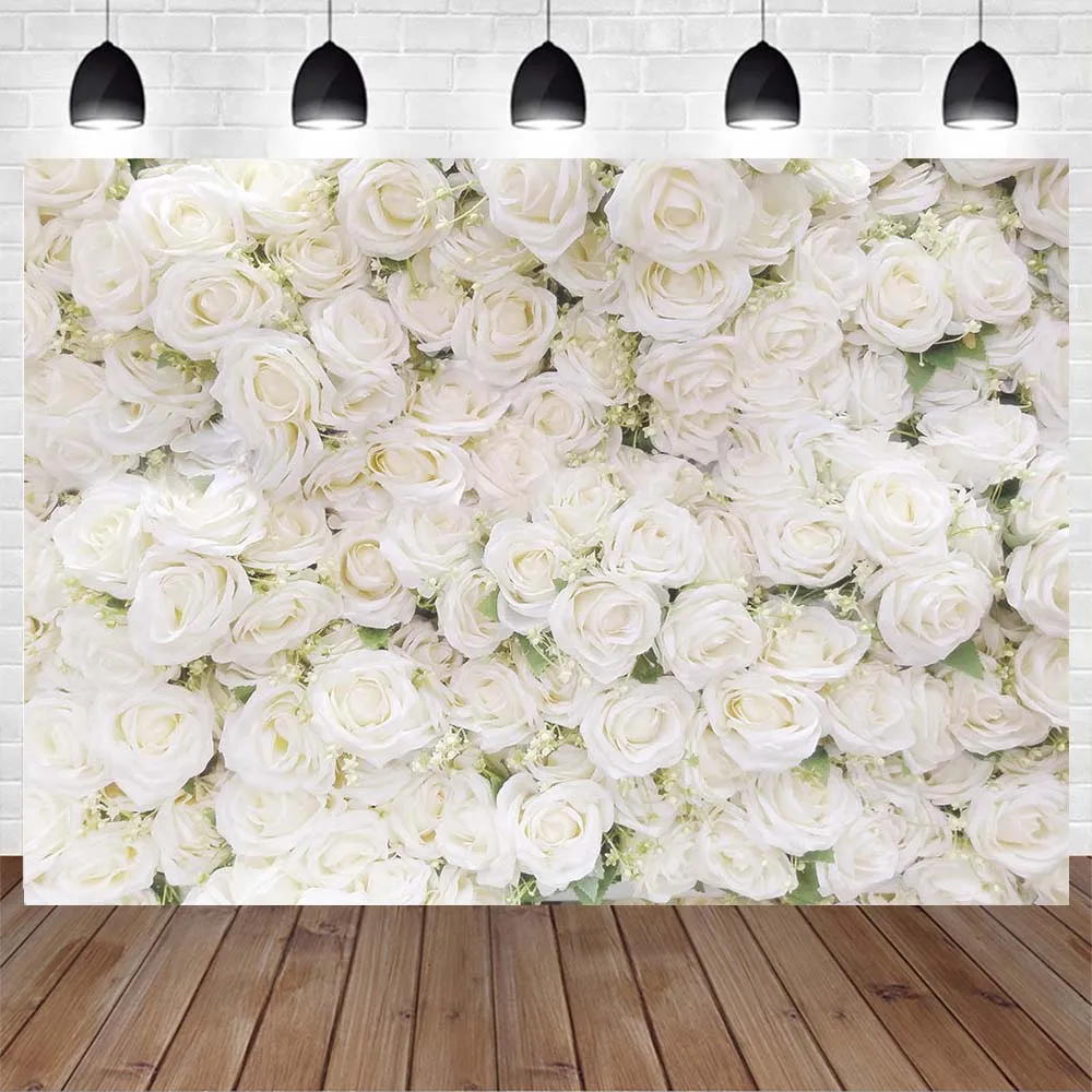 Mocsicka Flower Wall Backdrop Pink White Floral Flower Wedding Birthday Women Portrait Photography Background Studio Photo Booth