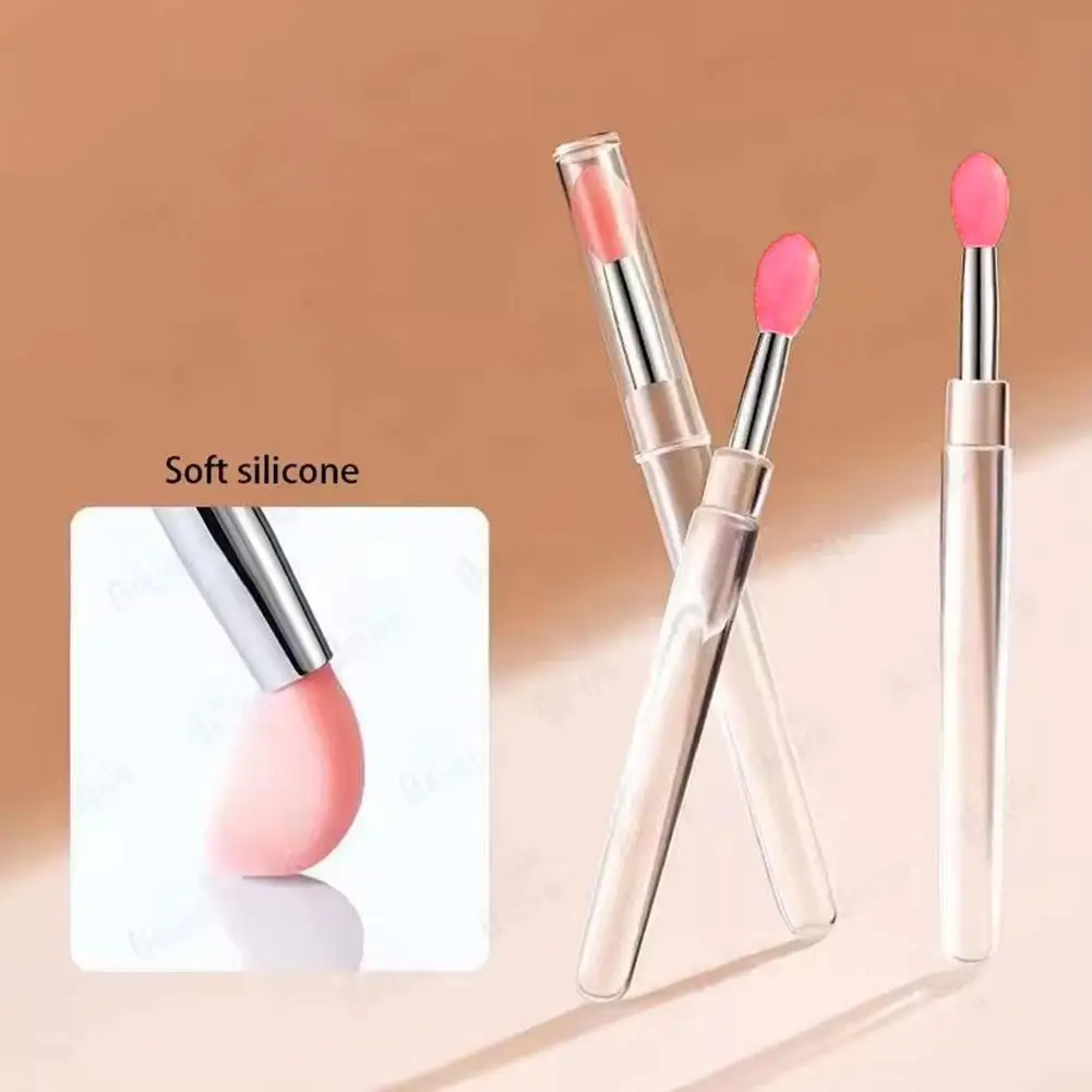 뚜껑이있는 실리콘 립 브러쉬 미니 전문 휴대용 립 마스크 브러쉬 립 밤 애플리케이터 립스틱 립글로스 메이크업 브러쉬