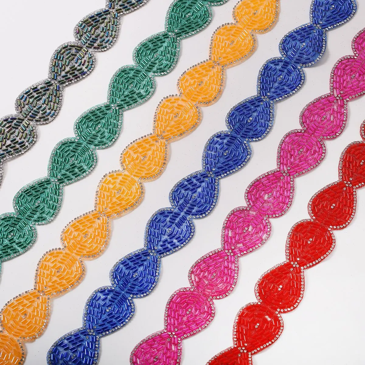 Ethnic-Style Dopamine-Colored Hot-Stamped Irregular Tube Beads, Rhinestone Strips, Clothing Lace, Shoe And Hat DIY Accessory
