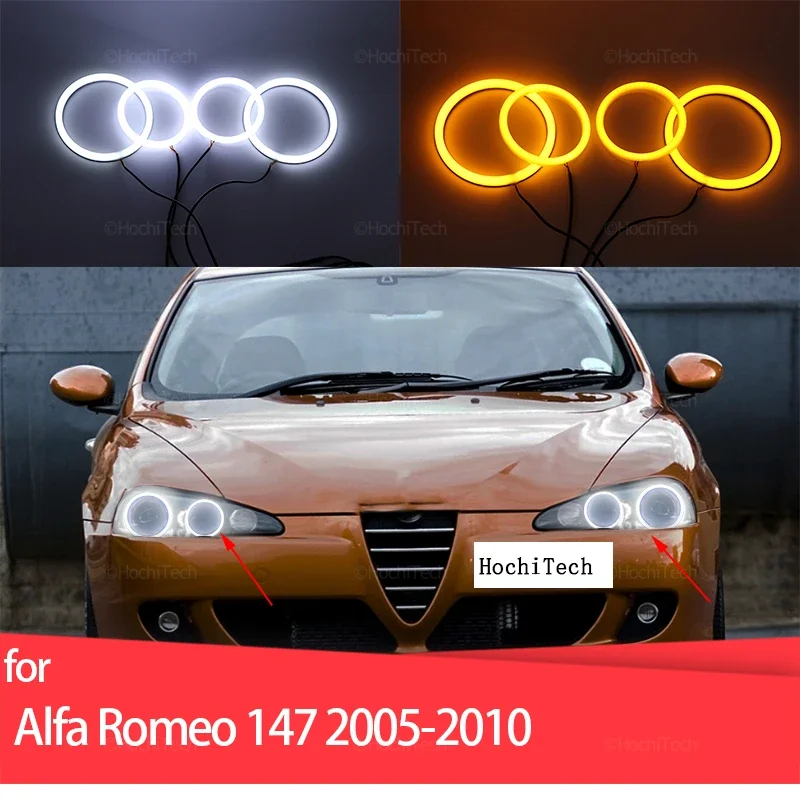 

Dual Color White Yellow Halo Rings Cotton Light LED Angel Eyes Kit For Alfa Romeo 147 2005-2010 Car-styling car Accessories