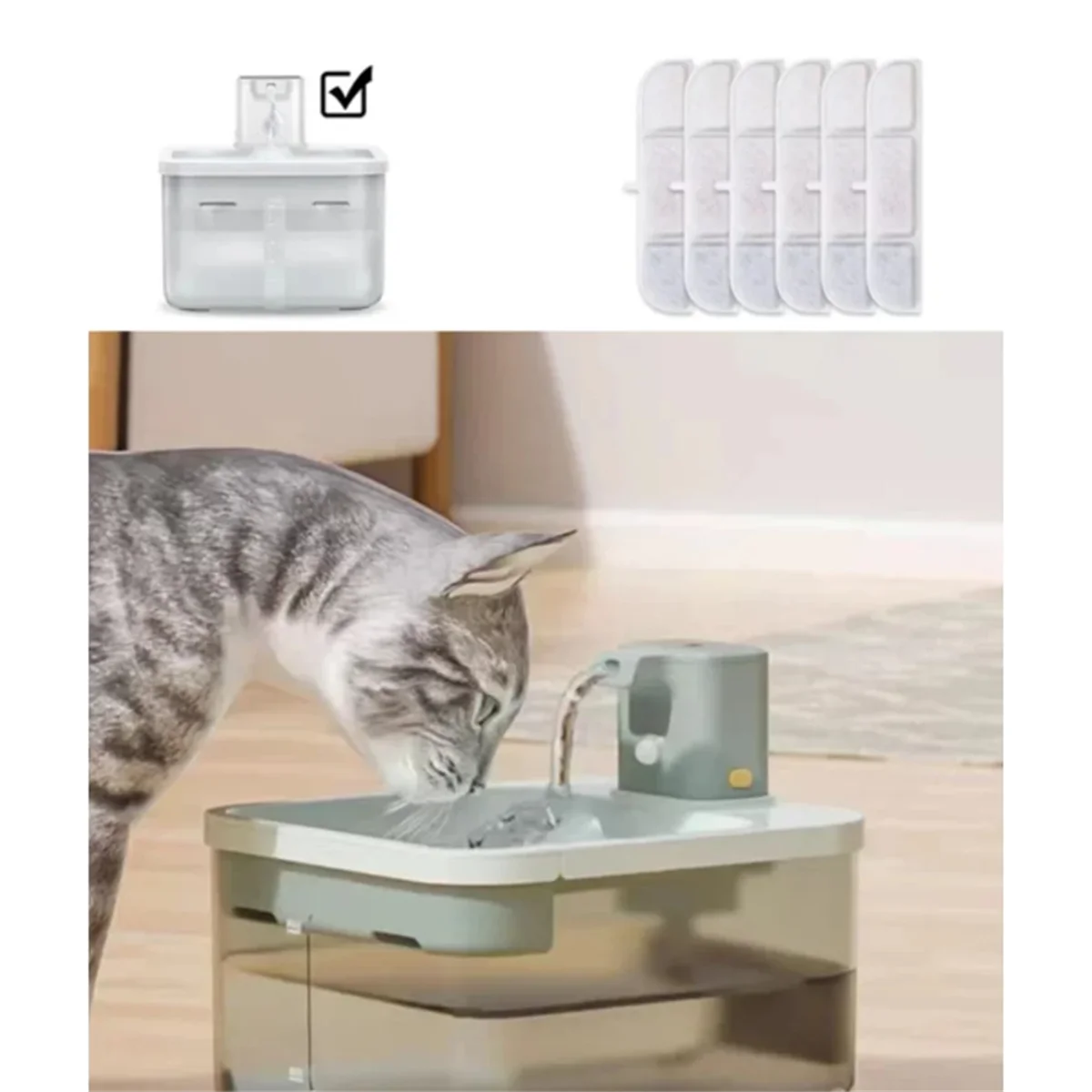 12PCS Pet Wireless Automatic Circulation Smart Drinking Fountain Filter Suitable for Cat Drinking Fountain