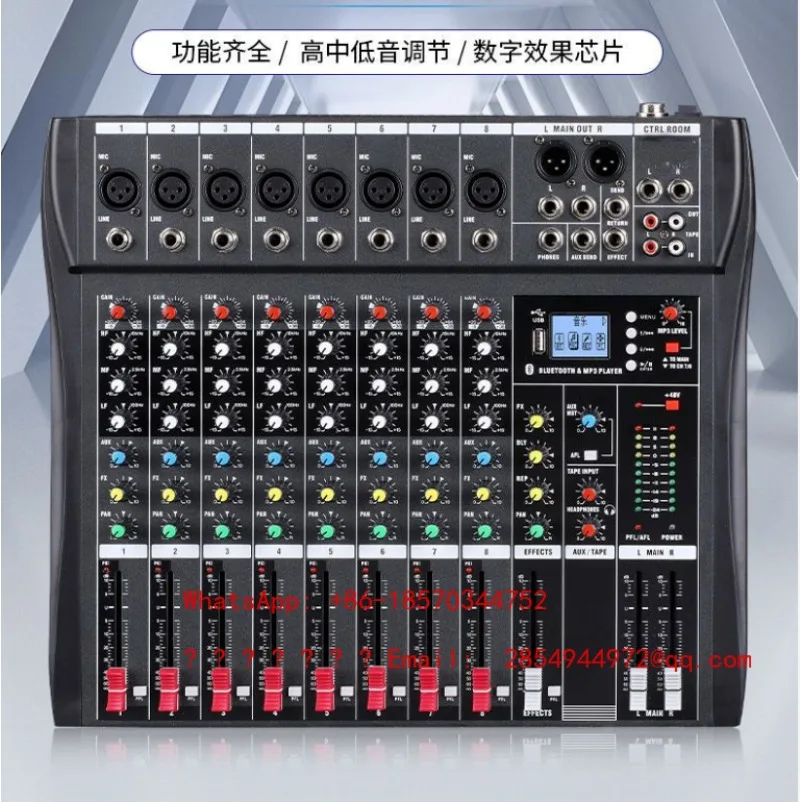 Professional Grade 6-way 8-way 12-way Mixer Stage Performance Bar Bluetooth USB Recording Reverb Effect