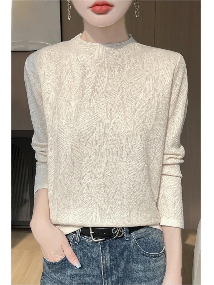 

Faionable Long Sve Knitted Sweater Women's High Ne Carved Outlets Design Soft Wool Blend Comfortable Breathable Daily ...