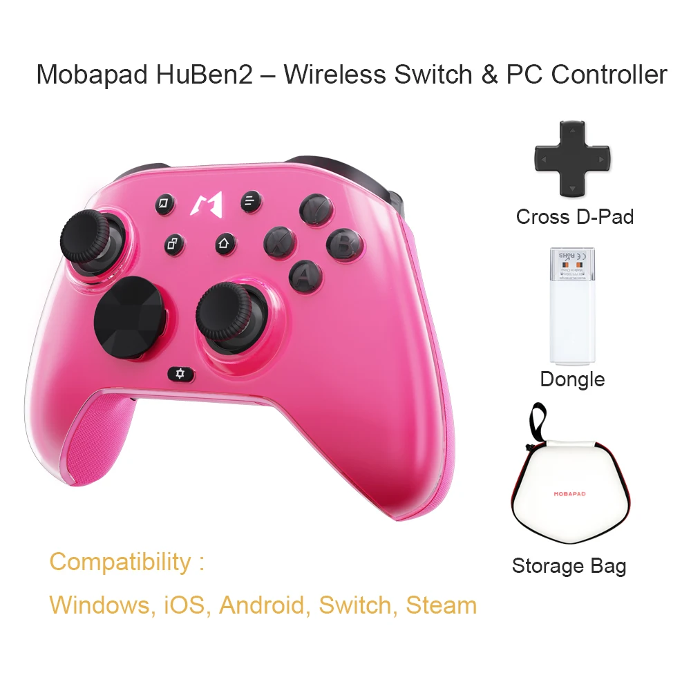MOBAPAD HuBen2 Mechanische Controller voor Nintendo Switch1/2 Draadloze PC Gamepad voor Android iOS Steam Windows 10/11 Joysticks