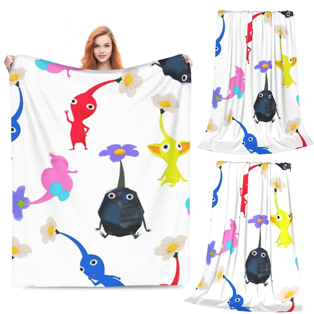 

Pikmin Blanket Fleece Sofa Throw Blanket Super Soft for Home Bedroom Travel Throws Bedspread Quilt
