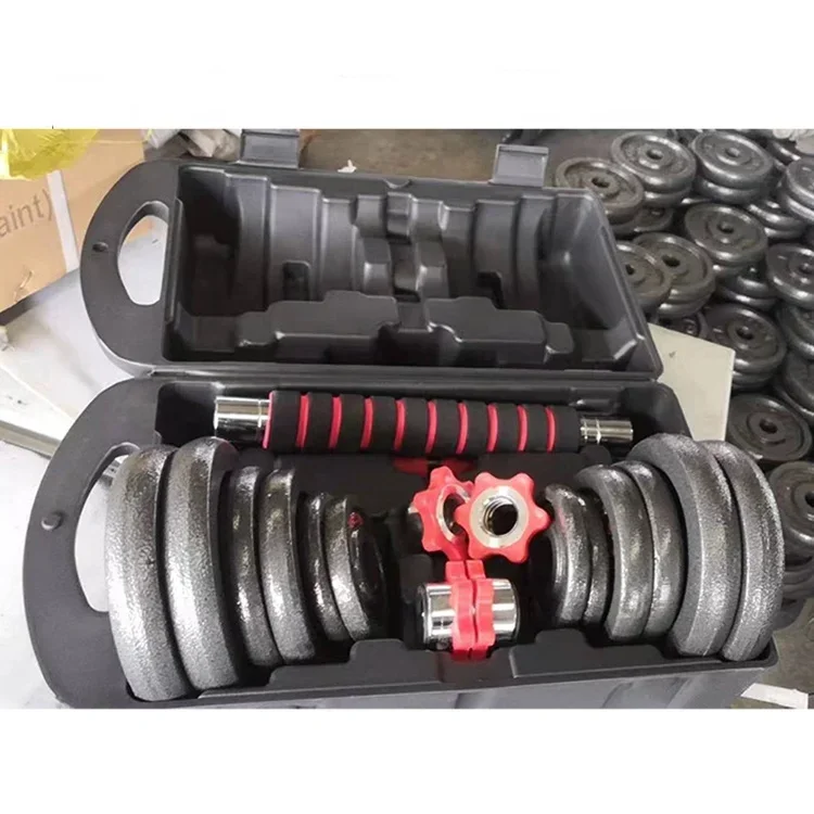 Wholesale Adjustable Dumbbells 50kg Barbell with Weight Plates Weights Gym Fitness Dumbbells Set Pesas Gimnasio Kettlebell